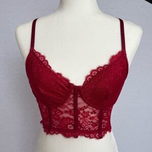 SHEIN RED Lace Crop Top